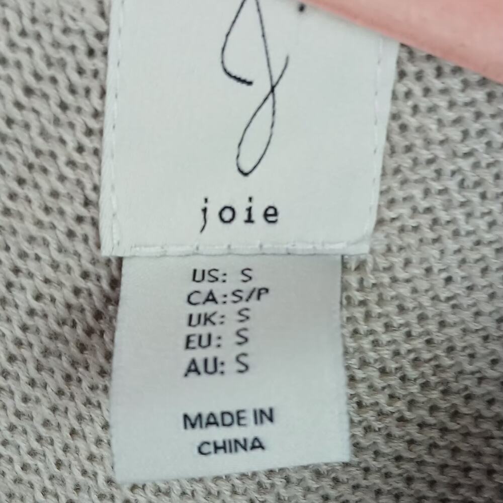 Joie Women's SZ S 100% Cotton V-Neck Cap Sleeve Sweater In Oatmeal NWT - Picture 5 of 6
